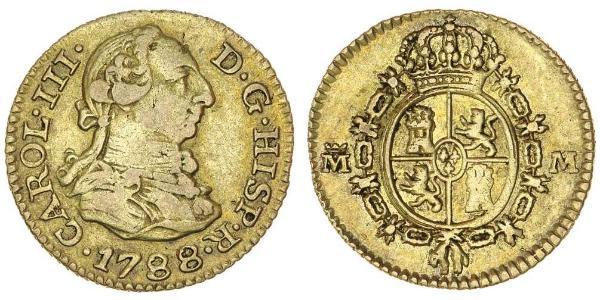 1/2 Escudo 西班牙帝國 金 卡洛斯三世 (西班牙) (1716 -1788)