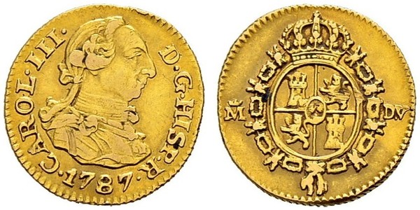 1/2 Escudo 西班牙帝國 金 卡洛斯三世 (西班牙) (1716 -1788)