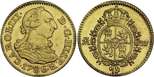 1/2 Escudo 西班牙帝國 金 卡洛斯三世 (西班牙) (1716 -1788)