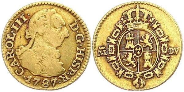 1/2 Escudo 西班牙帝國 金 卡洛斯三世 (西班牙) (1716 -1788)