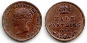 1/2 Farthing Regno Unito di Gran Bretagna e Irlanda (1801-1922) Bronzo Vittoria (1819 - 1901)