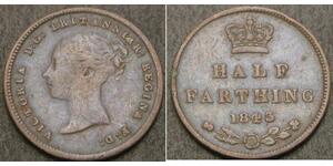 1/2 Farthing 大不列颠及爱尔兰联合王国 (1801 - 1922) 青铜 维多利亚 (英国君主)