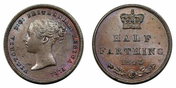 1/2 Farthing 大不列颠及爱尔兰联合王国 (1801 - 1922) 青铜 维多利亚 (英国君主)