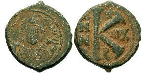 1/2 Follis Imperio bizantino (330-1453) Bronce Mauricio Tiberio (539-602)