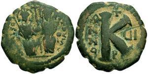 1/2 Follis Imperio bizantino (330-1453) Bronce Justino II (520-578)