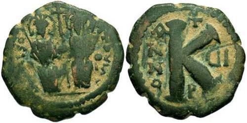 1/2 Follis Imperio bizantino (330-1453) Bronce Justino II (520-578)