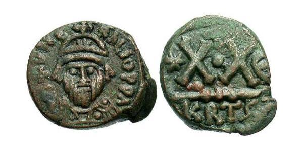 1/2 Follis Imperio bizantino (330-1453) Bronce Heraclio (575-641)