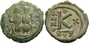 1/2 Follis Impero bizantino (330-1453) Bronzo Giustino II (520-578)