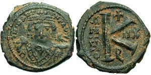 1/2 Follis Impero bizantino (330-1453) Bronzo Maurizio Tiberio (539-602)