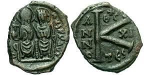 1/2 Follis Impero bizantino (330-1453) Bronzo Giustino II (520-578)