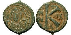 1/2 Follis 拜占庭帝国 青铜 Maurice Tiberius (539-602)