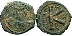 1/2 Follis 拜占庭帝国 青铜 Maurice Tiberius (539-602)