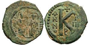 1/2 Follis 拜占庭帝国 青铜 查士丁二世