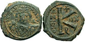 1/2 Follis 拜占庭帝国 青铜 Maurice Tiberius (539-602)
