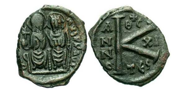 1/2 Follis 拜占庭帝国 青铜 查士丁二世