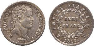 1/2 Franc Primo Impero francese (1804-1814) Argento Napoleone Bonaparte(1769 - 1821)