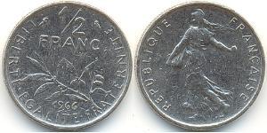 1/2 Franc Quinta República Francesa (1958 - ) Níquel 