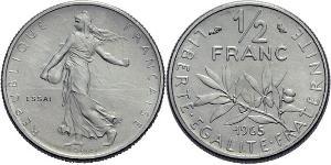 1/2 Franc Quinta República Francesa (1958 - ) Níquel 