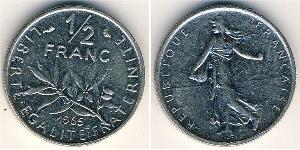 1/2 Franc Quinta República Francesa (1958 - ) Níquel 