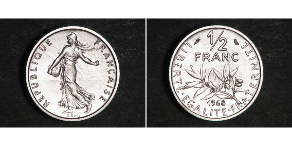 1/2 Franc Quinta República Francesa (1958 - ) Níquel 