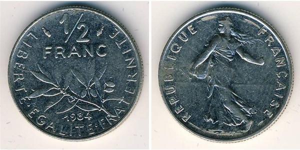 1/2 Franc Quinta República Francesa (1958 - ) Níquel 