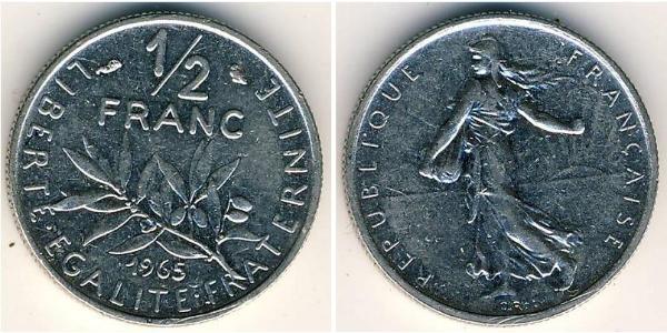 1/2 Franc Quinta República Francesa (1958 - ) Níquel 