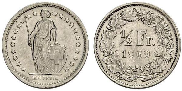 1/2 Franc Suiza Níquel/Cobre 
