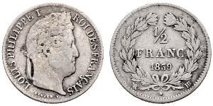 1/2 Franc Francia Plata Luis Felipe I de Francia  (1773 -1850)