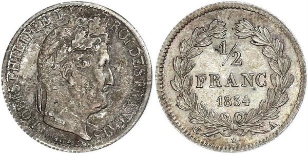 1/2 Franc Francia Plata Luis Felipe I de Francia  (1773 -1850)