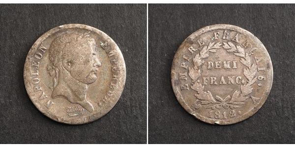 1/2 Franc Primer Imperio francés (1804-1814) Plata Napoleón Bonaparte(1769 - 1821)