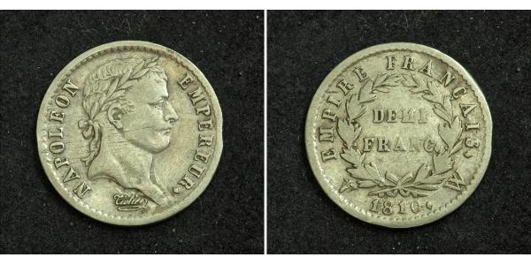 1/2 Franc Primer Imperio francés (1804-1814) Plata Napoleón Bonaparte(1769 - 1821)