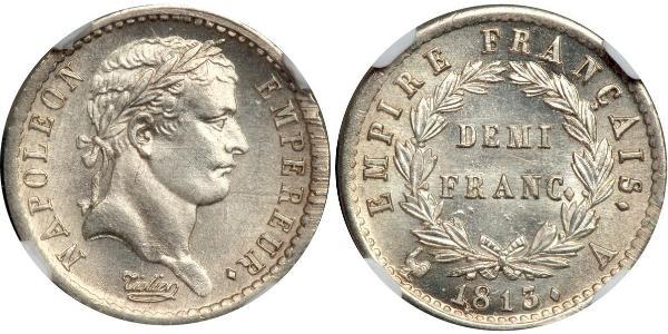 1/2 Franc Primer Imperio francés (1804-1814) Plata Napoleón Bonaparte(1769 - 1821)