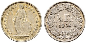 1/2 Franc Suiza Plata 