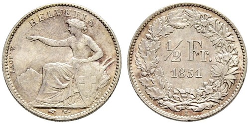 1/2 Franc Suiza Plata 