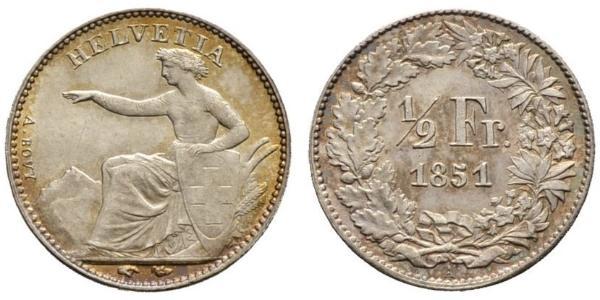 1/2 Franc Suiza Plata 