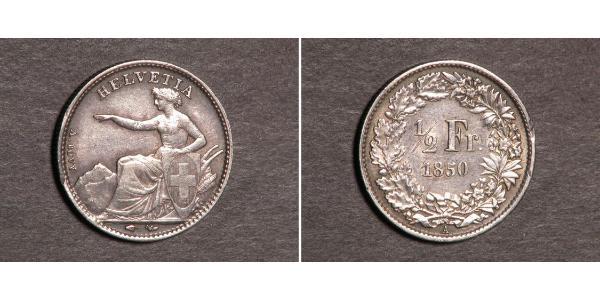 1/2 Franc Suiza Plata 