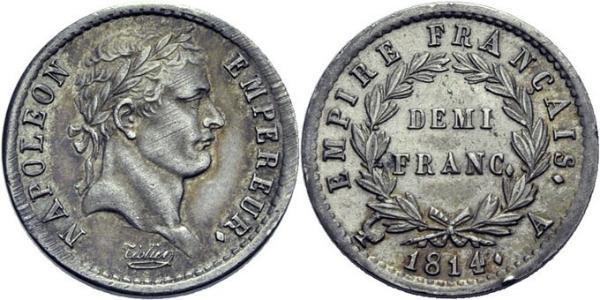 1/2 Franc First French Empire (1804-1814) Silver Napoleon (1769 - 1821)