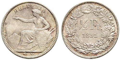 1/2 Franc Switzerland Silver 