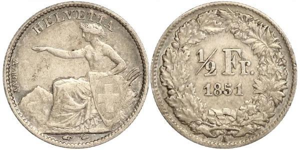 1/2 Franc Switzerland Silver 