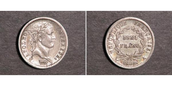 1/2 Franc 法兰西第一帝国 (1804 - 1814) 銀 拿破仑一世(1769 - 1821)