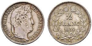 1/2 Franc 法国 銀 路易-菲利普一世 (1773 -1850)