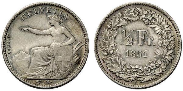 1/2 Franc 瑞士 銀 