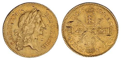 1/2 Guinea Königreich England (927-1649,1660-1707) Gold Karl II (1630-1685)