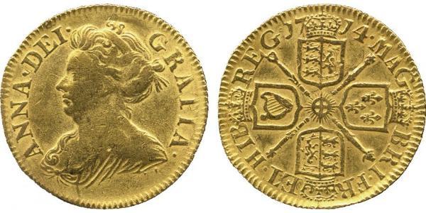 1/2 Guinea Reino de Gran Bretaña (1707-1801) Oro Ana de Gran Bretaña(1665-1714)