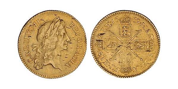1/2 Guinea 英格兰王国 金 查理二世 (英格兰) (1630 - 1685)