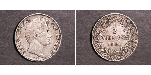 1/2 Gulden Royaume de Bavière (1806 - 1918) Argent Louis Ier de Bavière(1786 – 1868)