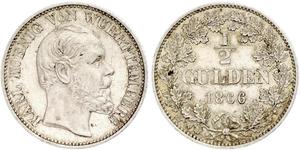 1/2 Gulden Royaume de Wurtemberg (1806-1918) Argent Charles Ier de Wurtemberg