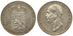 1/2 Gulden Royaume des Pays-Bas (1815 - ) Argent Guillaume II des Pays-Bas (1792 - 1849)