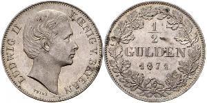 1/2 Gulden Regno di Baviera (1806 - 1918) Argento Ludovico II di Baviera(1845 – 1886)