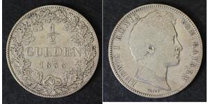 1/2 Gulden Regno di Baviera (1806 - 1918) Argento Ludovico I di Baviera (re)(1786 – 1868)